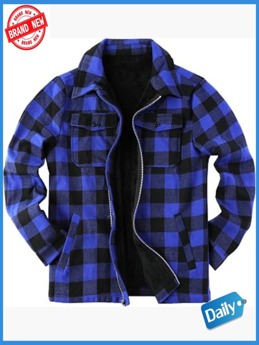 Mens Fleece Jacket Sherpa Lined Zip Up Flannel Coat Casual Warm Fall Winter